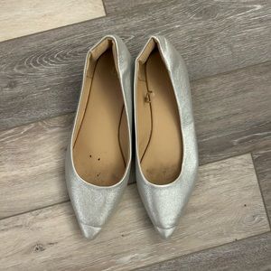 Silver pointed toe flats